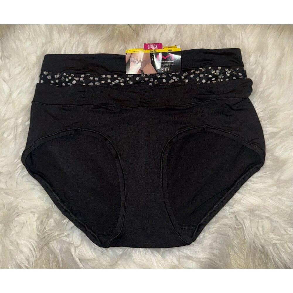 3 Pack Maidenform Everyday Luxe Bikini Panties Womens 6 M Medium Black DM3TBK